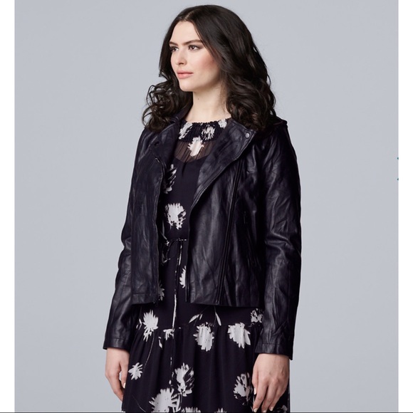 Simply Vera Vera Wang Jackets & Blazers - NWT Simply Vera Vera Wang Moto Jacket Faux-Leather Black Size M